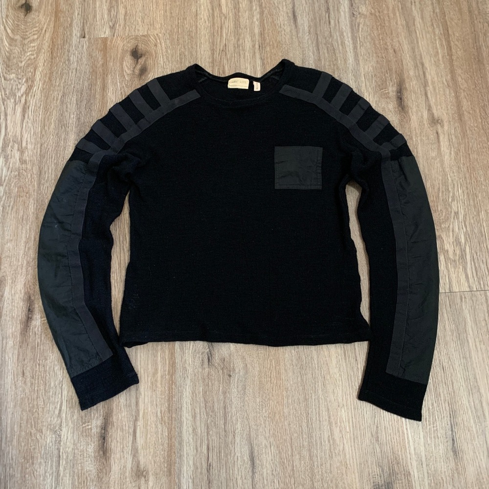 Vintage AW99 Helmut Lang Astro Biker Military Strap wool thermal top - medium